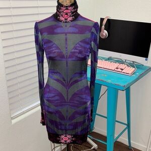 Custo Barcelona Vanity Size 1 Dress Biker Chick Abstract Art Vintage Colorful